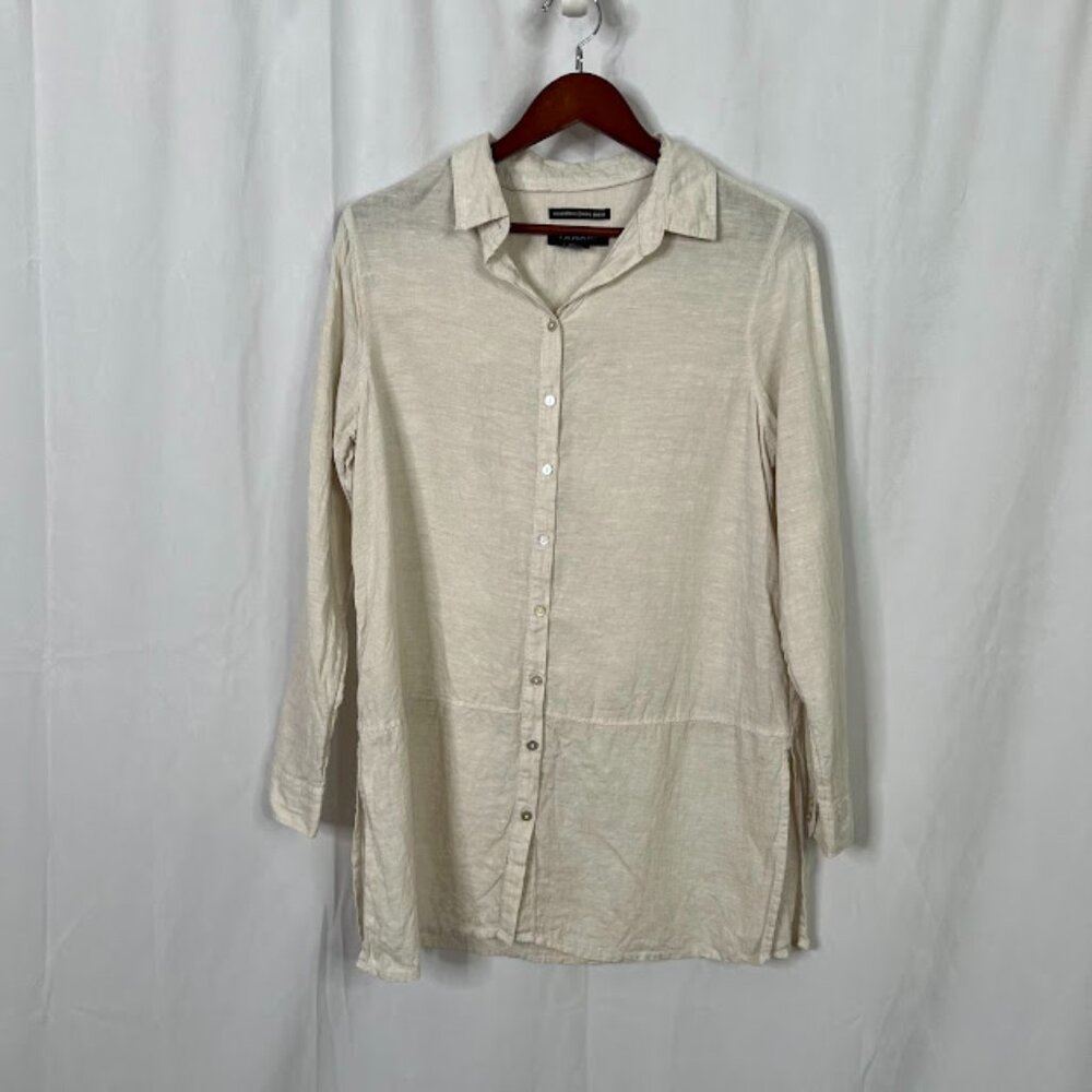 Tahari 100% Linen Tunic Top Women's M